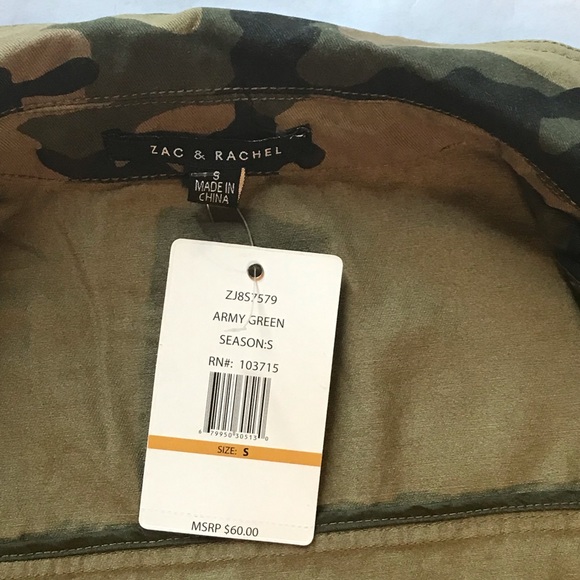 Zac & Rachel Camo Jacket Small Army Green - Picture 8 of 13